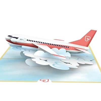 Immagine di papercrush® biglietto pop up aereo buono vacanze 3D per viaggi in aereo, o imballaggio biglietti aerei, regalo denaro cassa di viaggio e soldi vacanze, addio