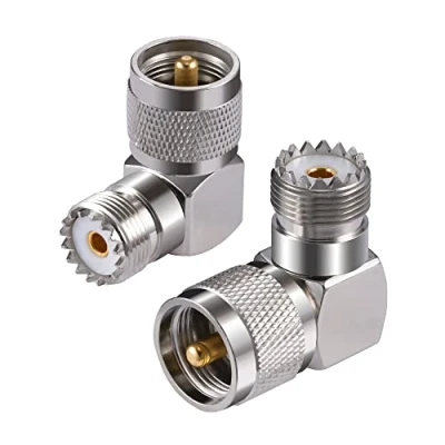 Immagine di Vecys 2PCS Adattatori UHF PL 259 Maschio a SO 239 Femmina Adattatore Cavo Coassiale ad Angolo Retto per Radioamatori