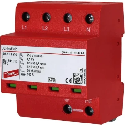 Immagine di DEHN 941310 DSH TT 255 DEHNshield Scaricatore combinato Protezione da sovratensioni per: Armadi di distribuzione 50 kA 1 pz.