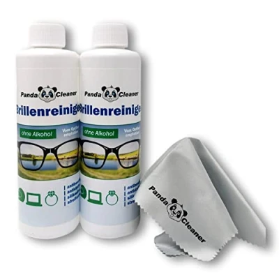 Immagine di Pandacleaner® Set di ricarica da 500 ml detergente per occhiali, 2 flaconi 250 ml, con panno la pulizia degli senza alcool, non lascia aloni, display, monitor, visiere