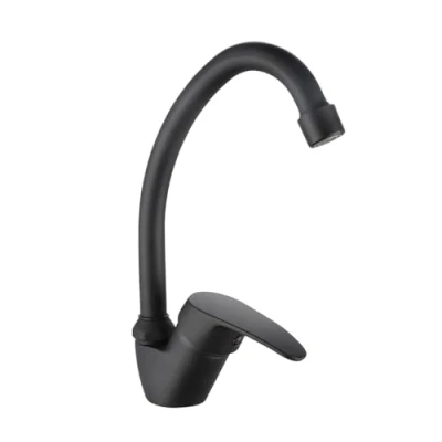 Immagine di INGUZ. Rubinetto Viggo per lavello da cucina miscelatore a canna media monocomando Acqua calda e fredda. (Nero)