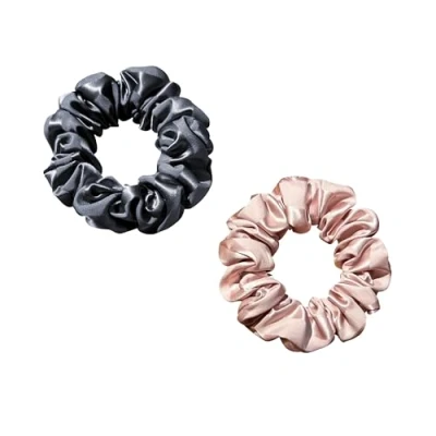 Immagine di townssilk elastici per capelli in seta, capelli, 100% pura seta di gelso, 22 momme, adatti ai lusso, elastici, a righe, 2 pezzi, grigio scuro e rosa