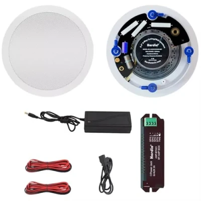 Immagine di Herdio 6.5 pollici HCS 818BT altoparlanti da soffitto Bluetooth 320W a 2 vie con montaggio incasso in parete per la casa Bagno Cucina Ufficio audio gamma completa