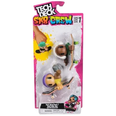 Immagine di Tech Deck Sk8 Crew, confezione da 2 fingerboard con personaggi, mini skateboard collezione personalizzabili, giocattoli per bambini 5 anni in su (i modelli possono variare)