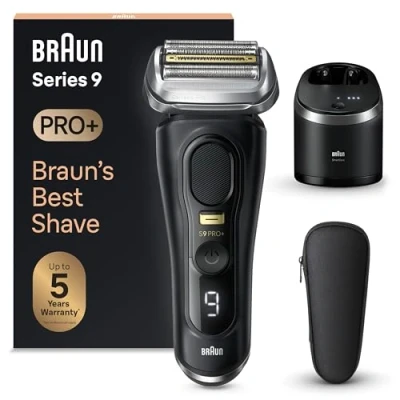 Immagine di Braun Series 9 PRO +, Rasoio Elettrico Barba, Rifinitore di precisione, Custodia Viaggio, Lame Flessibili, Stazione SmartCare, Uso a Secco o Sotto Acqua, Batteria Litio Ion, Idea Regalo, 9560cc Nero