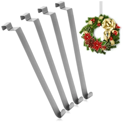 Immagine di com four® 4 Ganci per Porte in Acciaio Inossidabile da 26 cm ghirlande e Decorazioni di Appartamenti Pagine Interne Appendiabiti Appendere