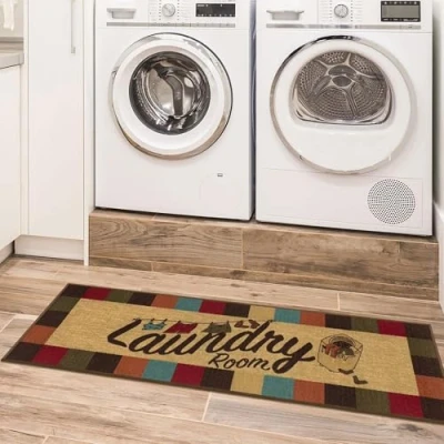 Immagine di Ottomanson Passatoia con bordo a quadretti, collezione Laundry, fondo in gomma, 50 cm x 150 cm, multicolore