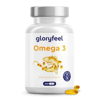 Immagine di Omega 3 Capsule Alto Dosaggio, Senza Retrogusto di Pesce*, 3000mg Olio Pesce (Forma Trigliceridi), 240 con Vitamina E, Integrazione Ideale EPA e DHA, Testato in Laboratorio