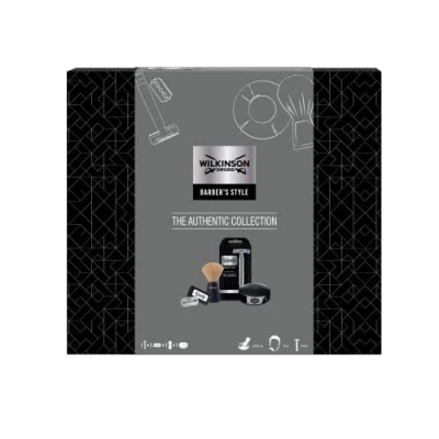 Immagine di Wilkinson Sword Barber&#039;s Style Confezione Regalo The Authentic Collection Contiene 1 Rasoio Edger, 5 Lame di Ricarica Pennello da Barba e Sapone in ciotola, 307.6 grams