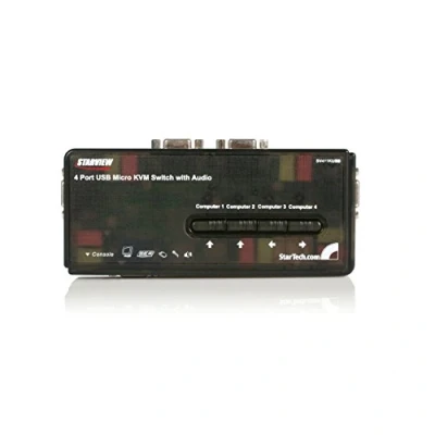 Immagine di Startech.Com Kit Switch Kvm USB con Audio e Cavi 4 Porte, Colore Nero