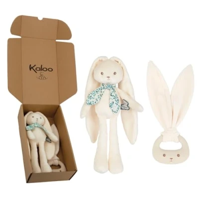 Immagine di Kaloo Set regalo per bebè 2 pezzi : Peluche coniglio 25 cm + anello dentizione in silicone Lapinoo Crema Dalla nascita K390041