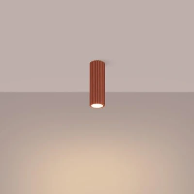 Immagine di Sollux Lighting Lampada Da Soffitto Faretto In Alluminio 1 Paralume 6,5 x 20 cm Karbon Ocra Rossa