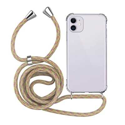 Immagine di MyGadget Cover per iPhone 11 Custodia con Corda Case Cordino Trasparente Antiurto Laccio Tracolla Practical Stylish Arcobaleno