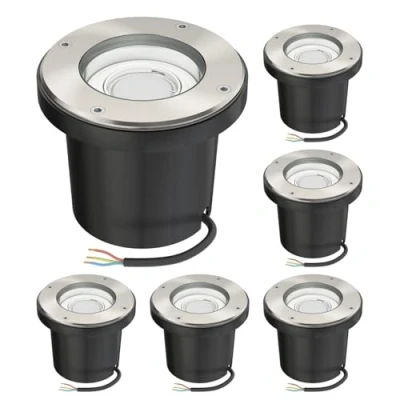 Immagine di ledscom.de 6 pezzi lampada da incasso a pavimento BOFU per esterni orientabile in acciaio inox rotonda IP67 150mm Ø incl. LED 6,74W 630lm bianco