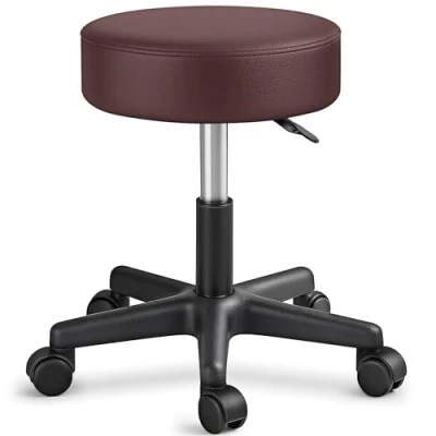 Immagine di Sgabello da lavoro girevole per salone estetico ambulatorio medico, con rotelle, rotazione libera di 360, 10 cm imbottitura, 8 colori diversi (Marrone)