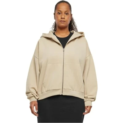 Immagine di Urban Classics BOXY Felpa con zip, Donna, Taglia: Small, Wetsand