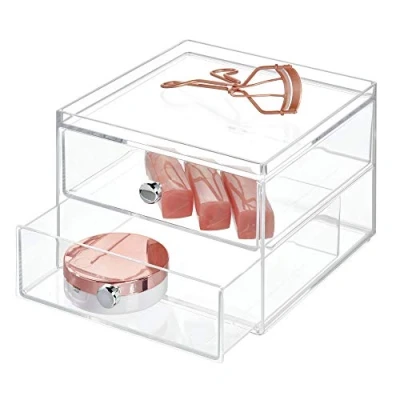 Immagine di iDesign Organizer per trucchi con cassetti scatola portaoggetti di alta qualità trucco, cosmetici e altro cassettiera 2 plastica trasparente, 17,8 x 12,7 16,5 cm