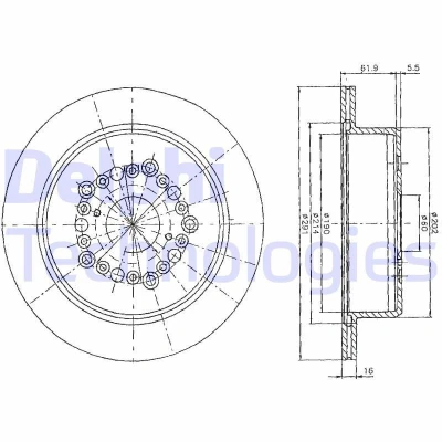 Immagine di DELPHI BG2662 Disco freno 254 24 5 ventilato Oleato non trattato senza cuscinetto ruota, anello sensore ABS