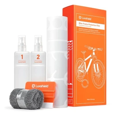 Immagine di Luxshield Pellicola Protettiva per Vernice Mountain Bike, BMX, Bici da Corsa/Strada/Trekking ECC. Set Telaio 21 Pezzi Resistente all&#039;Impatto di Pietre Trasparente Opaco &amp; Autoadesivo