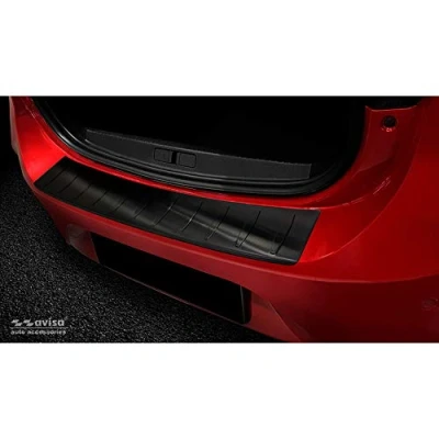 Immagine di Protezione paraurti posteriore in acciaio inox nero compatibile con Opel Corsa F HB 5 porte GS Line 2019 &#039;Ribs&#039;