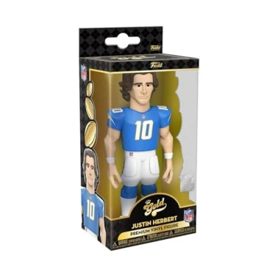 Immagine di Funko Gold 5&quot; NFL: Chargers Justin Herbert Probabilità di 1/6 per la Variante Chase Figura D&#039;azione in Vinile da Collezione Idea Regalo il Compleanno Merchandising Ufficiale