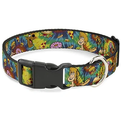Immagine di Buckle Down Collare per cani con clip in plastica Scooby Doo e Shaggy Poses Munchies Tie Dye multi colore da 15 a 56 pollici di larghezza 1,0