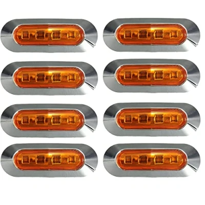 Immagine di Etomvoop 8 luci di posizione laterali a LED, impermeabili, 4 per auto, posteriori, laterali, camion, rimorchi, camper, barche, 12 V 24 V, colore giallo