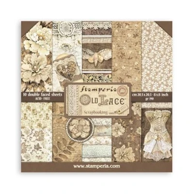 Immagine di Stamperia Scrapbook Paper Pad for Scrapbooking, Albums, Card Making, Bullet Journalling and More, Acid Free, Double Sided, Perfect Hobbies, Crafts Gifting (Old Lace) (20,3 x 20,3 cm)