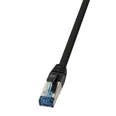 Immagine di LogiLink CQ6115S RJ45 CAT 6A S/FTP 20.00 m Nero Schermatura intrecciata, Privo di alogeni, guaina in PUR, Resistente agli acidi, olii 1 pz.