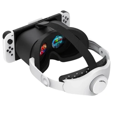 Immagine di DEVASO Cuffie VR aggiornate per Nintendo Switch &amp; modello OLED, occhiali realtà virtuale con lenti HD regolabili e comodo cinturino la testa, accessori da laboratorio
