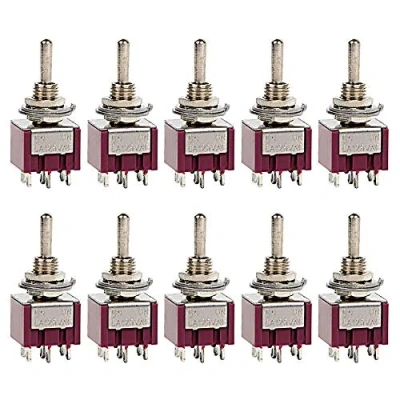 Immagine di ETOPARS 10 Pezzi Mini Interruttore a levetta ON 6A 125V / 3A 250V 6 Pin 2 Posizione DPDT Miniatura Auto Cruscotto Terminale Saldare