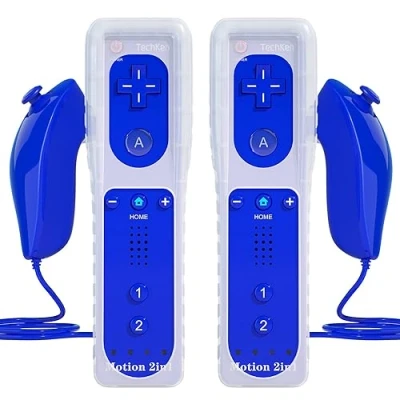 Immagine di telecomando Wii Remote Controller e Nunchuk, TechKen Plus Motion con Nunchuck Joystick Game Control custodia in silicone per console Wii/Wii u