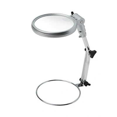 Immagine di Lente d&#039;ingrandimento per cucire/lavorare a maglia BRESSER con LED e diametro di 120mm lavori manuali, 2x 4x ingrandimento, argento