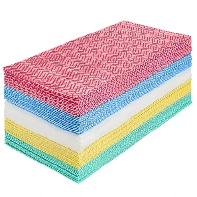 Immagine di JEBBLAS Stracci Usa e Getta，Panno Morbido Assorbente，Panno Per la Pulizia Riutilizzabile.5 colori 60 pezzi