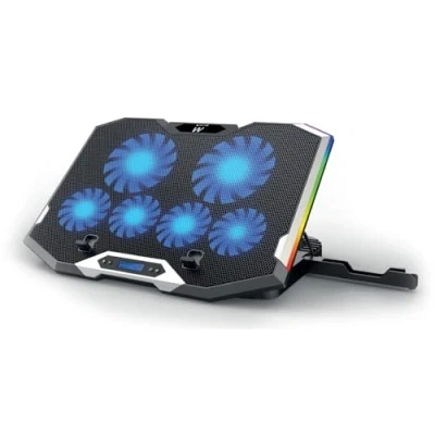 Immagine di Ewent EW1260 Supporto e Ventilatore Per PC Silenzioso 6 Ventilatori a Velocità Regolabile fino 17&quot; Schermo LCD 2 Entrate USB 7 Luci LED Disegno Ergonomico