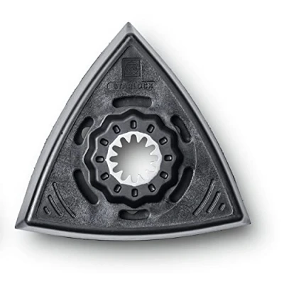 Immagine di FEIN Set Platorelli Forati, Confezione da 2 pezzi, Attacco Starlock, Attrezzo lavoro in plastica, Adatto a levigatura con cuffia di aspirazione, Lunghezza bordo 80 mm, Fissaggio velcro