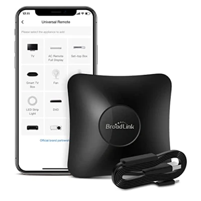 Immagine di Broadlink RM4 pro S e set di cavi sensore, hub controllo remoto IR universale RF con Cavo USB Monitoraggio dell&#039;umidità della temperatura USB, funziona Alexa, Google Home, IFTTT
