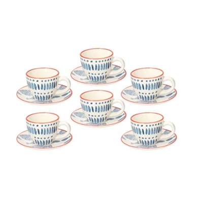 Immagine di Tognana Metropolis Tirreno, Set 6 Tazze Caffè con Piattino, Stoneware, Multicolore