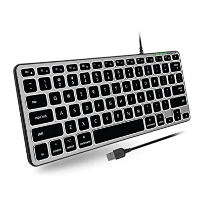 Immagine di Macally tastiera retroilluminata con cavo per Mac, compatibile Apple (piccola e compatta), comoda USB digitare tutto il giorno MacBook Pro/Air, iMac, Mac Mini/Pro (grigio
