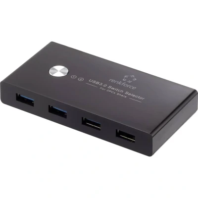Immagine di Commutatore USB 3.0 + HUB Renkforce 4 Porte RF SHB 200 Nero