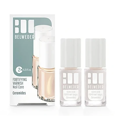 Immagine di BELWEDER Smalto Rinforzante Cura &amp; Indurente con Ceramidi 2 x 7,5 ml Per Unghie Debole, Divise e Sfibrate Semitrasparente Fortifica, Sigilla Protegge Arricchito Vegetali