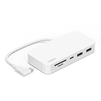 Immagine di Belkin Hub USB C 6 in 1, docking station posteriore iMac 24&quot;,lettore di schede SD e microSD, Gigabit Ethernet, 2 porte A porta per trasferimenti dati veloci periferiche,INC011btWH