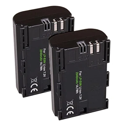 Immagine di Set di 2 batterie per Canon EOS 90D 80D 70D 60D compatibili con LP E6N / E6NH (2040 mAh)