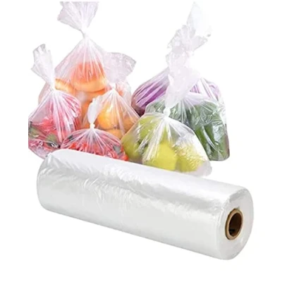 Immagine di Efforias 500 sacchetti in polietilene su un rotolo di frutta e verdura, plastica trasparente, per macellerie, banconi da banco, 22,9 x 35,6 cm, frutta, cibo, carne (1