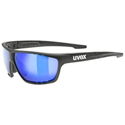 Immagine di uvex sportstyle 706, occhiali sportivi unisex, specchiato, campo visivo privo di appannamenti, black matt/blue, one size