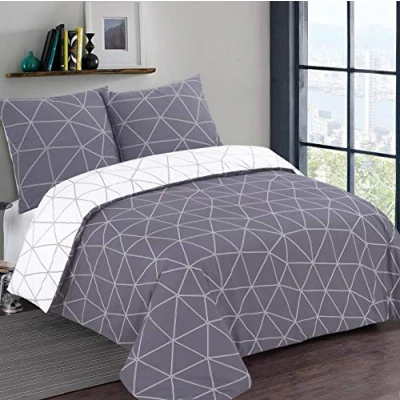 Immagine di VISION Parure copripiumino reversibile Hugo Grigio 260 x 240 cm con 2 federe assortite 65 100% cotone
