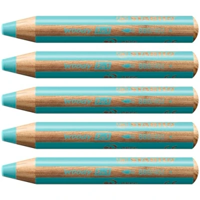 Immagine di Matita colorata Multi Funzione STABILO woody 3 in 1 Confezione da 5 Azzurro pastello