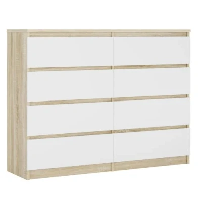 Immagine di 3E 3xE living.com Cassettiera con 8 cassetti 120 cm, Colore: Quercia sonoma/Bianco, L: P: 39 A: 102 cm