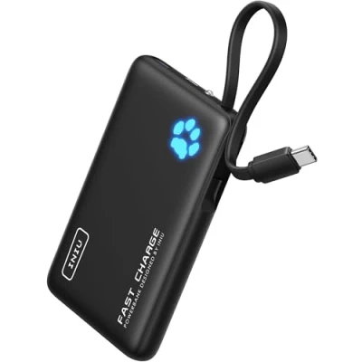 Immagine di INIU Power Bank, Slim 20W 10000mAh Bank with Buld in Kabel Klein aber Stark, USB C Input &amp; Output, Externe Handy Batterie Flashlight per iPhone 16 15 14 Pro Max Samsung S24 S23 iPad etc