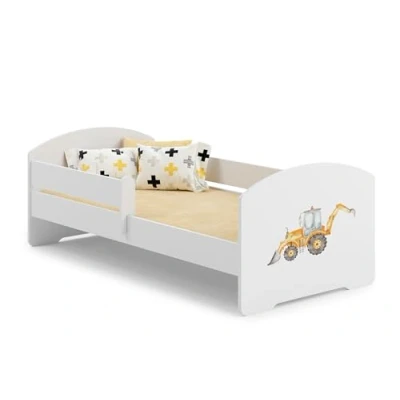Immagine di KOBI Letto per Bambini con Sponde LUK Escavatore Lettino Bambina 160 x 80 CM Bambino Materasso Lettini una Ragazza un Ragazzo Bimbo Singolo